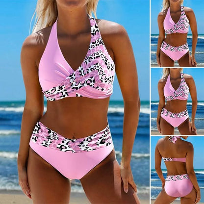 High Waisted Leopard Bikini Set
