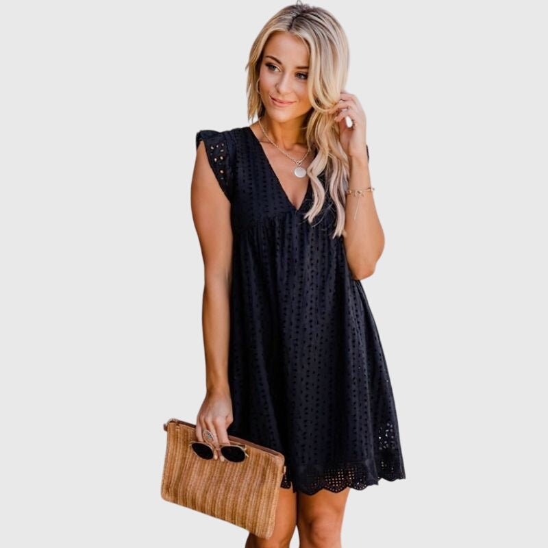 Women's Babydoll Mini Dress - Black