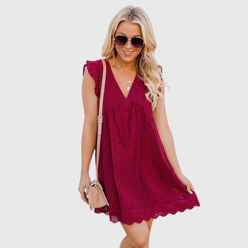 Women's Babydoll Mini Dress - Red