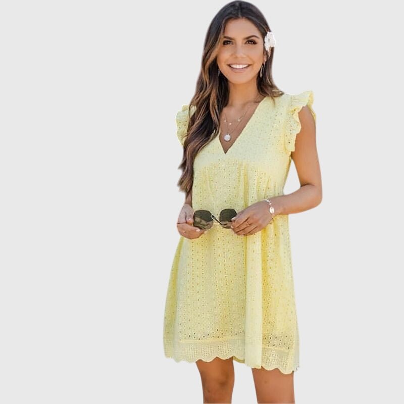 Women's Babydoll Mini Dress - Yellow
