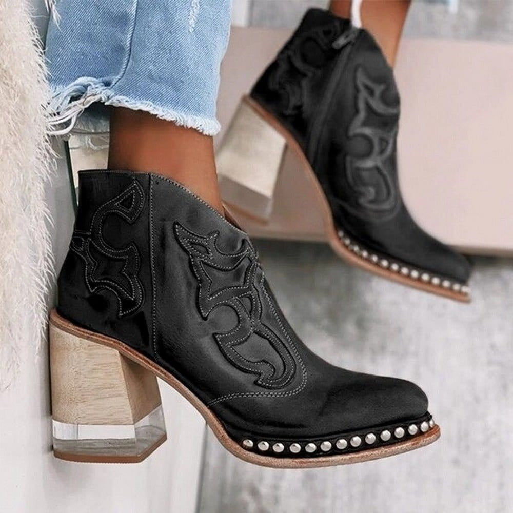 Western Ankle Boots - Santafe Black