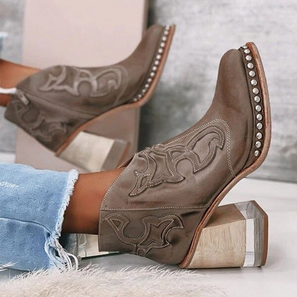 Western Ankle Boots - Texan Brown
