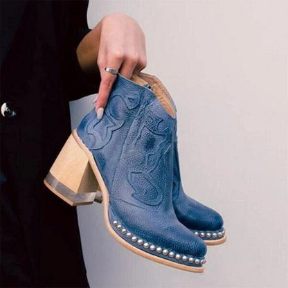 Western Ankle Boots - Capri Blue