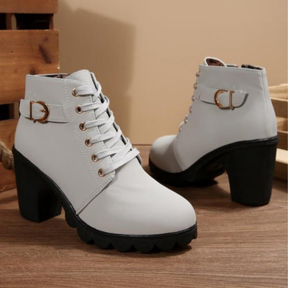 Heeled Ankle Boots - Gray
