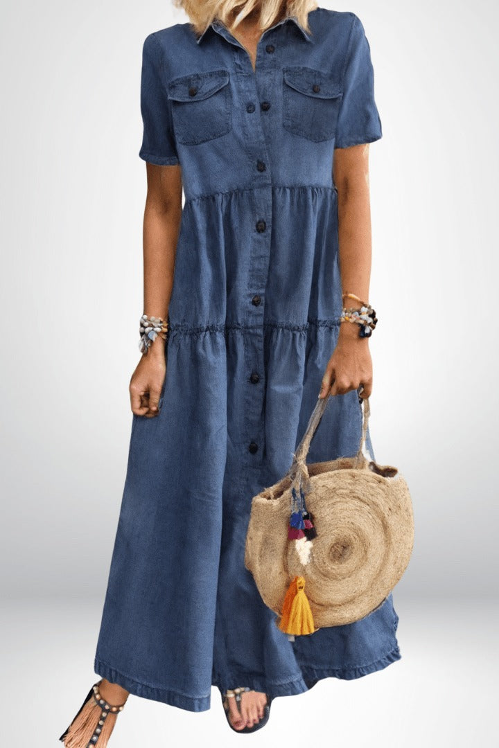 Denim Shirt Dress - Light Blue
