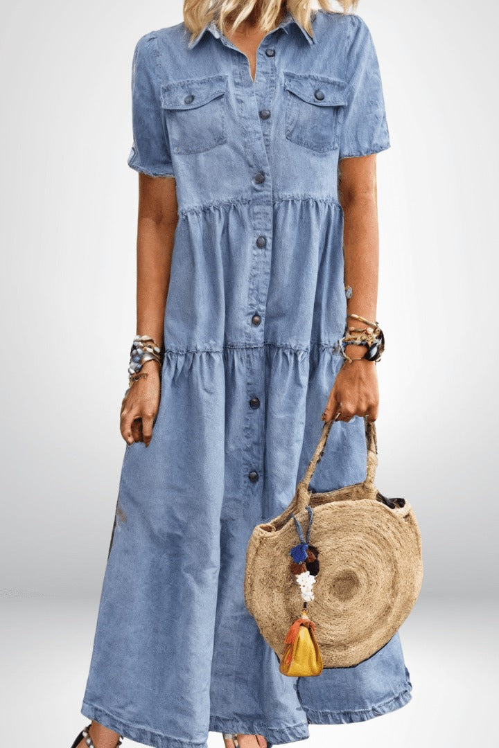 Denim Shirt Dress - Dark Blue