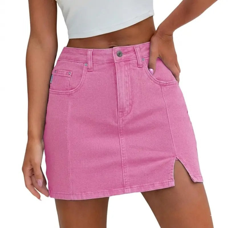 Denim Mini Skirt - Pink