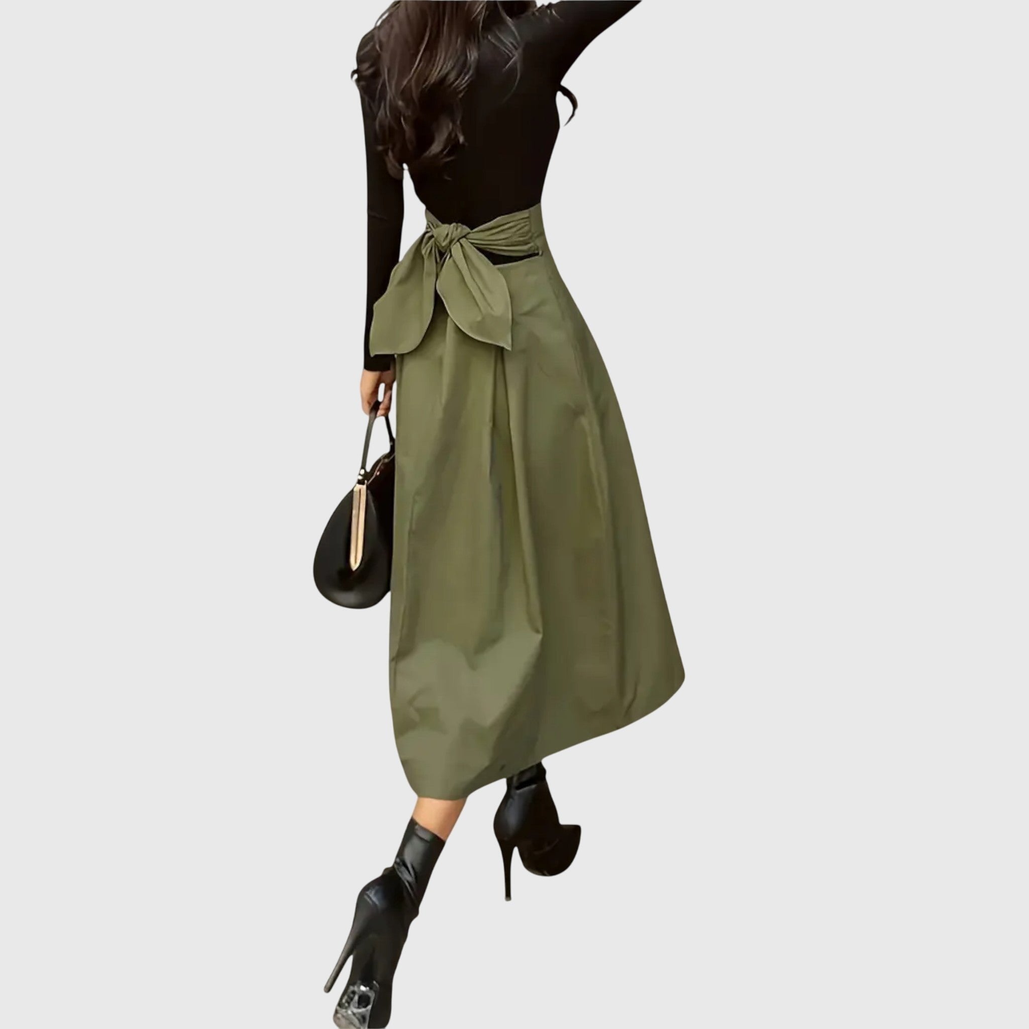 Women's High-Waisted Pleated Midi Skirt