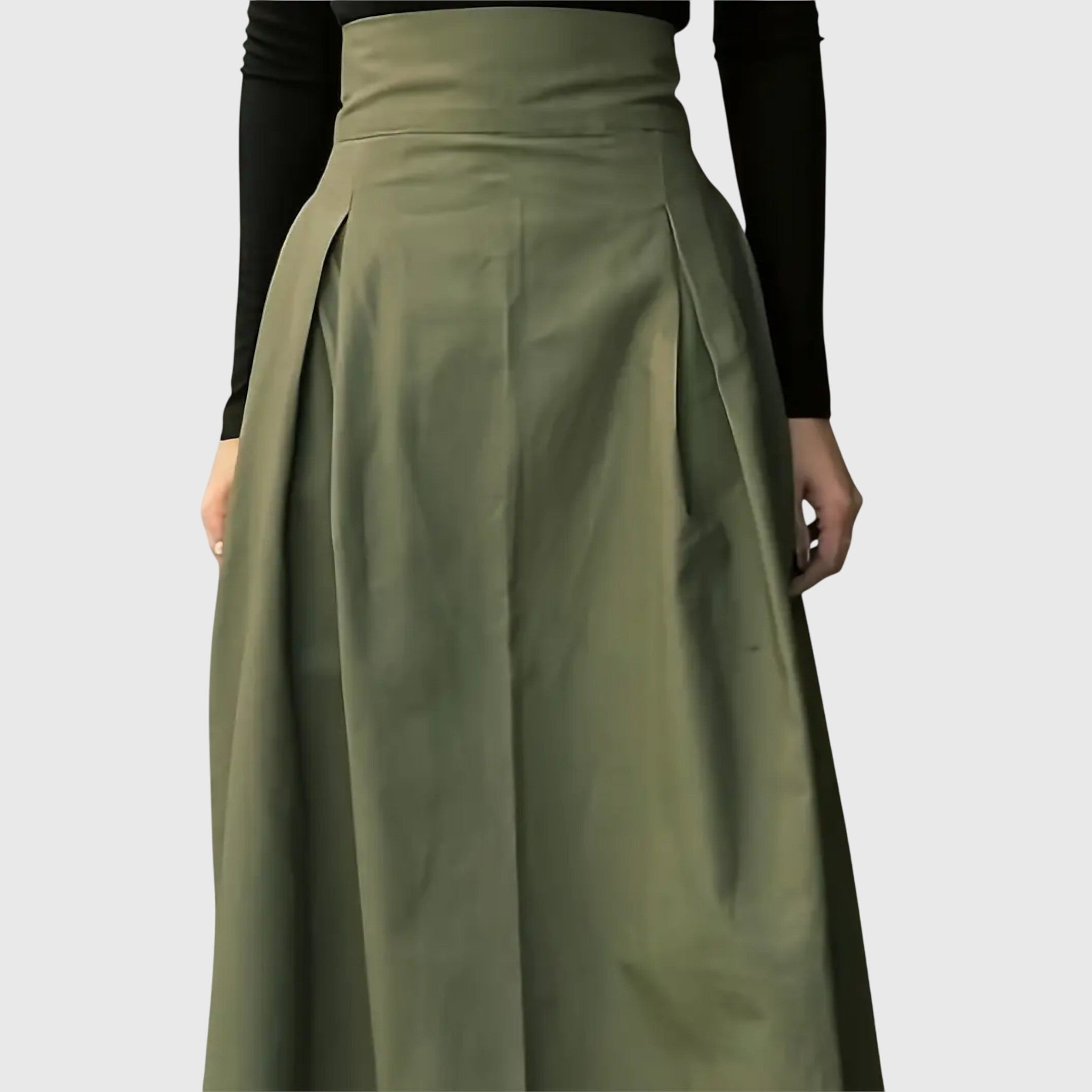 Women's High-Waisted Pleated Midi Skirt