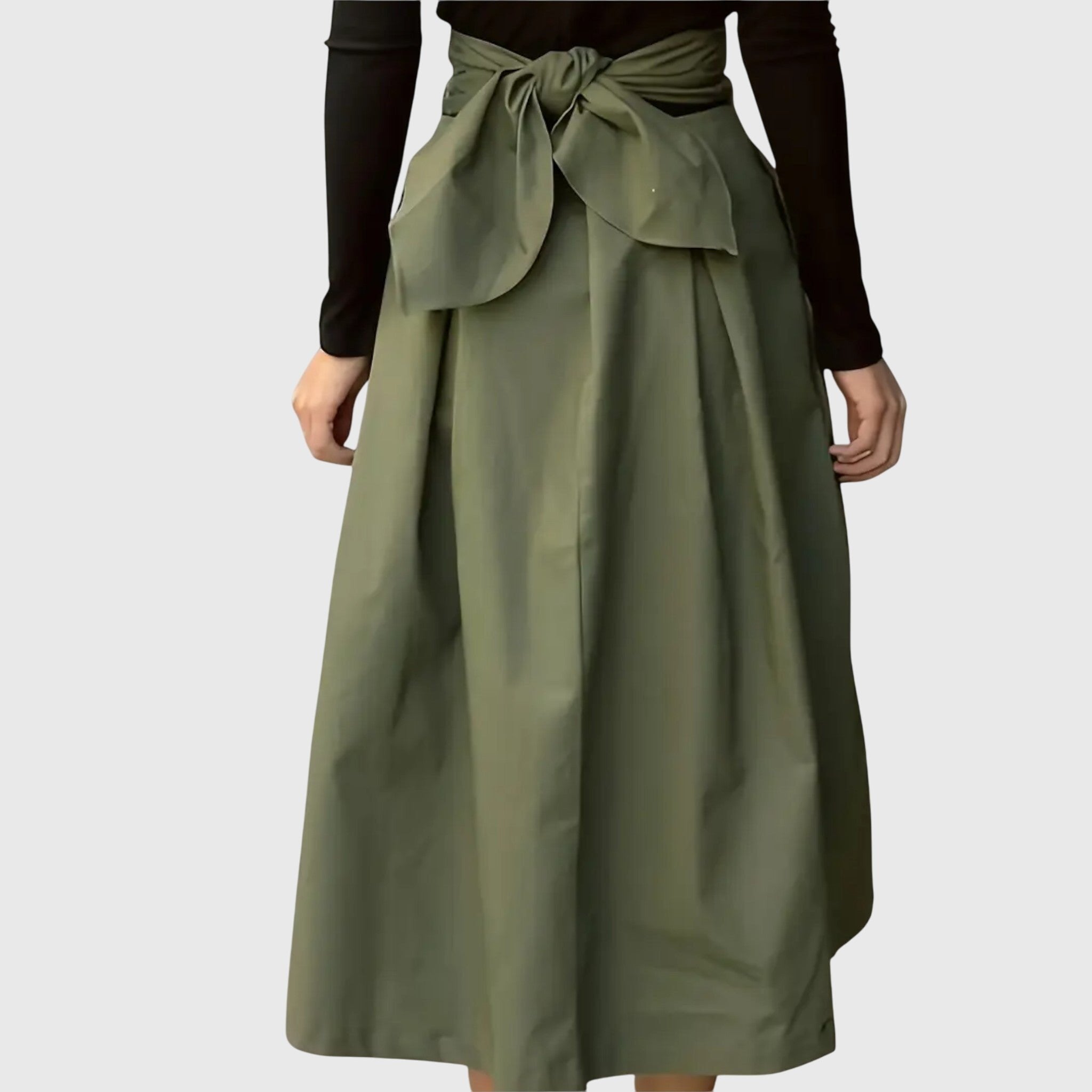 Women's High-Waisted Pleated Midi Skirt - Green