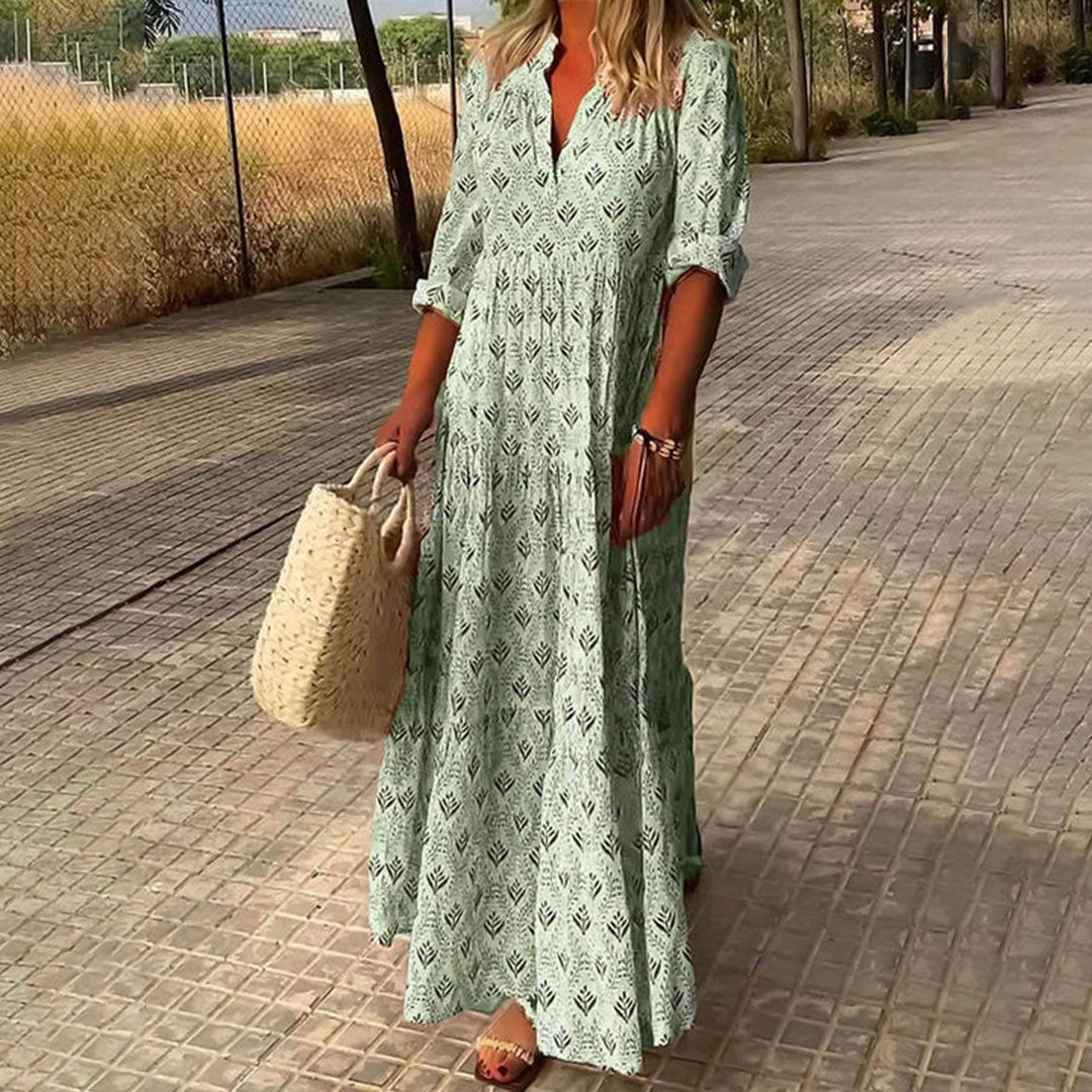 Boho Tiered Maxi Dress - Green