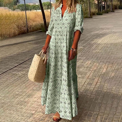 Boho Tiered Maxi Dress - Green