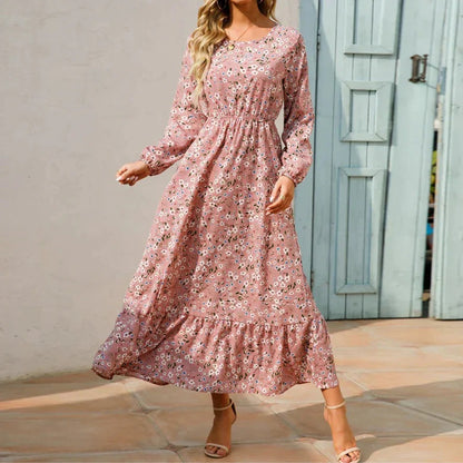 Long Sleeve Floral Maxi Dress - Pink (Almost sold out)
