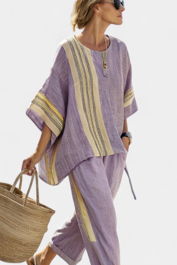 Women's Striped Wide-Leg Set