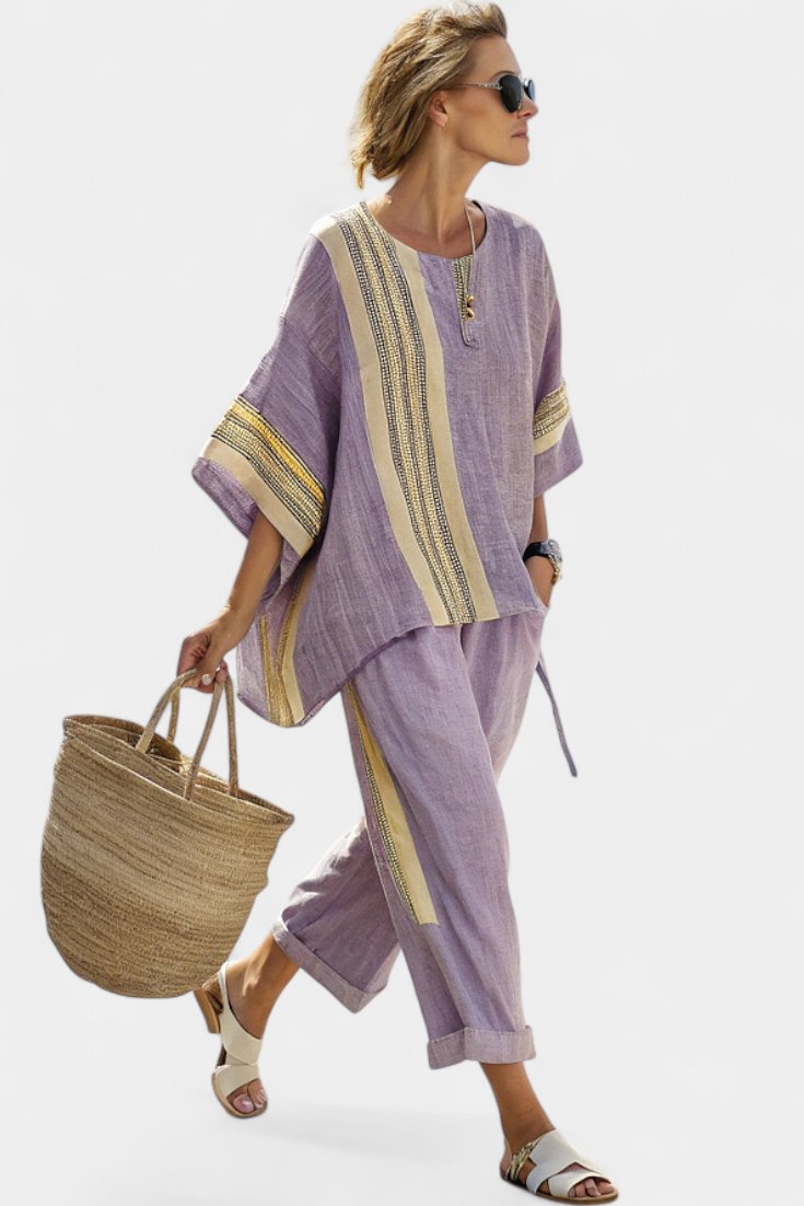 Women's Striped Wide-Leg Set