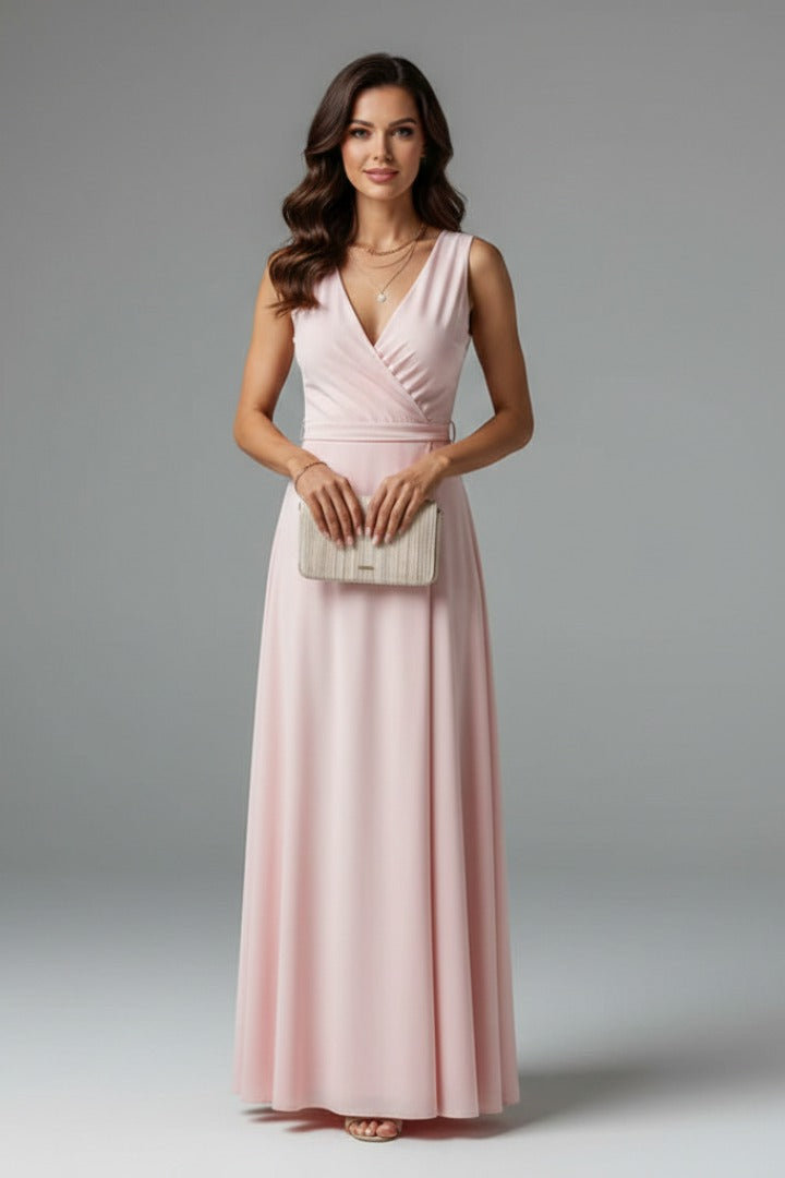 Wedding Guest Wrap Maxi Dress - Pink
