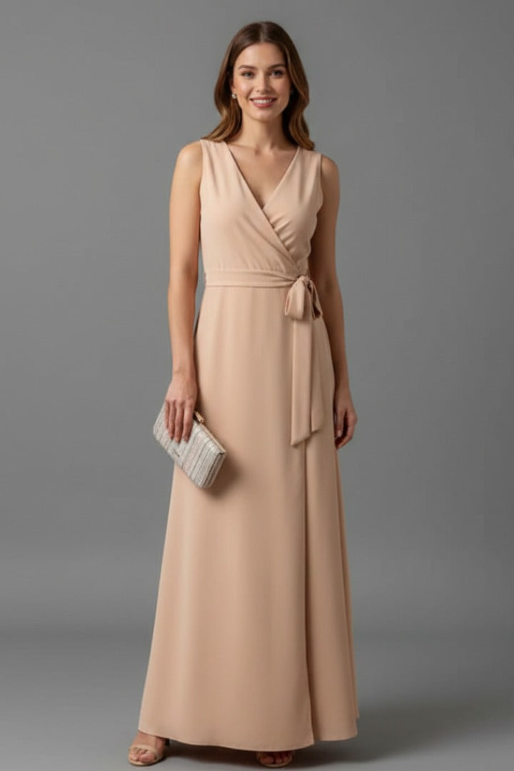 Wedding Guest Wrap Maxi Dress - Khaki