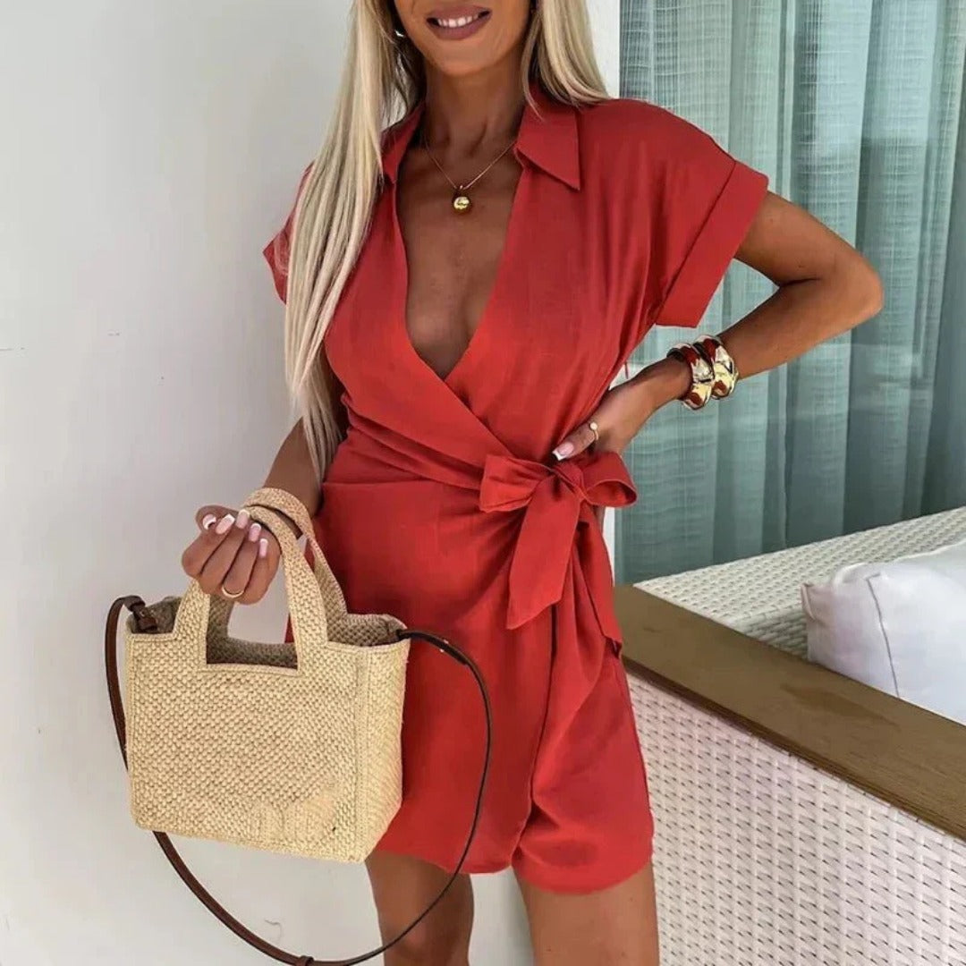 V Neck Wrap Romper