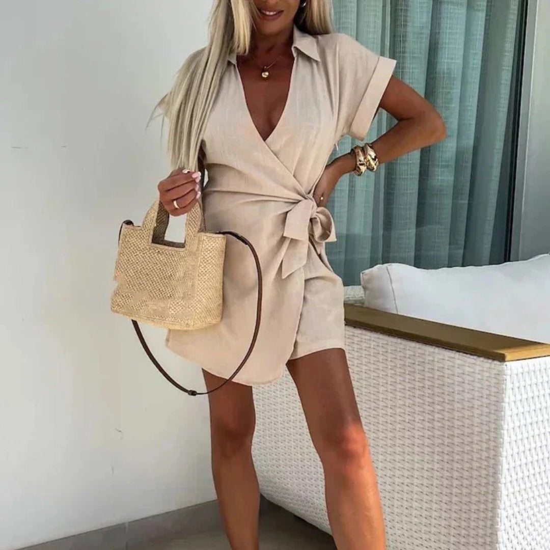V Neck Wrap Romper