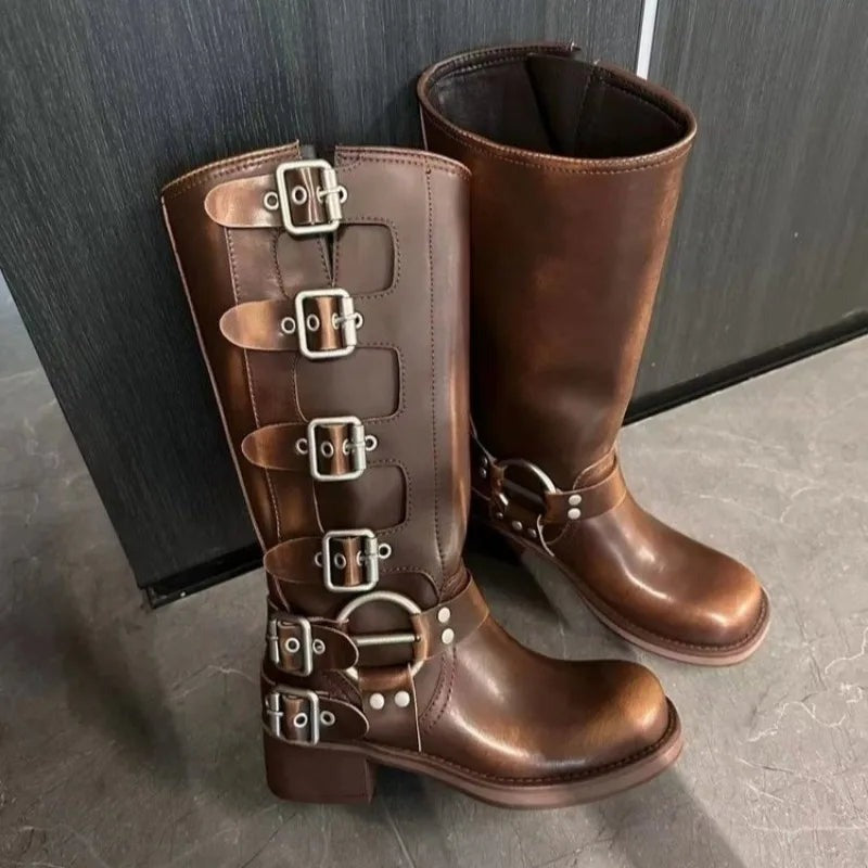 Knee High Riding Boots - Brown