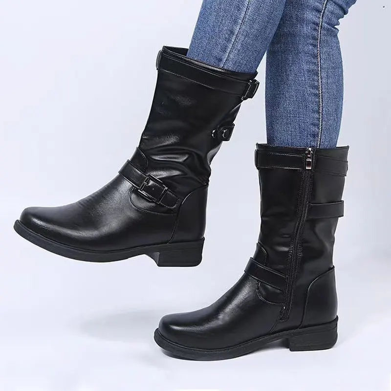 Moto Combat Boots - Black
