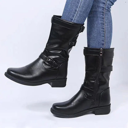 Moto Combat Boots - Black