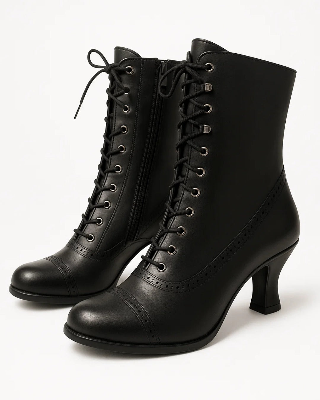 Lace Up Ankle Boots - Black