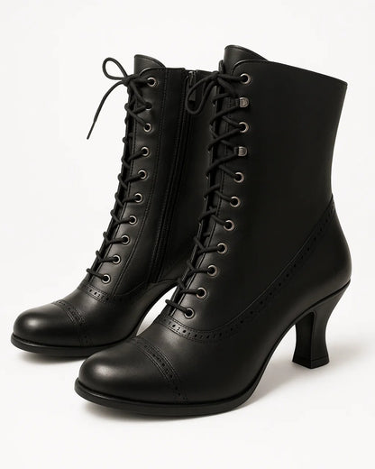 Lace Up Ankle Boots - Black