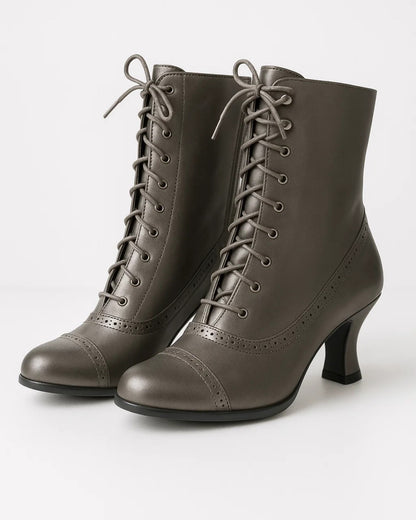Lace Up Ankle Boots - Grey
