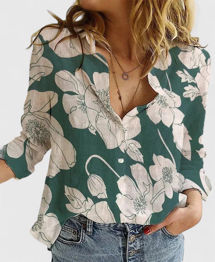 Women's Floral Blouse - Green 2