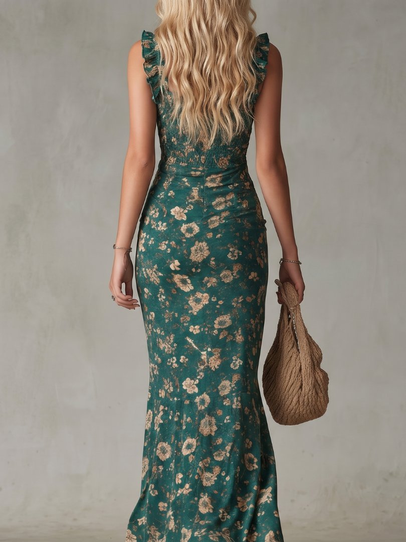 Women's Floral Chiffon Maxi Dress