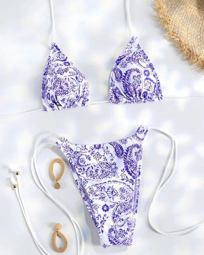 Halter Bikini Set - Violet Paisley