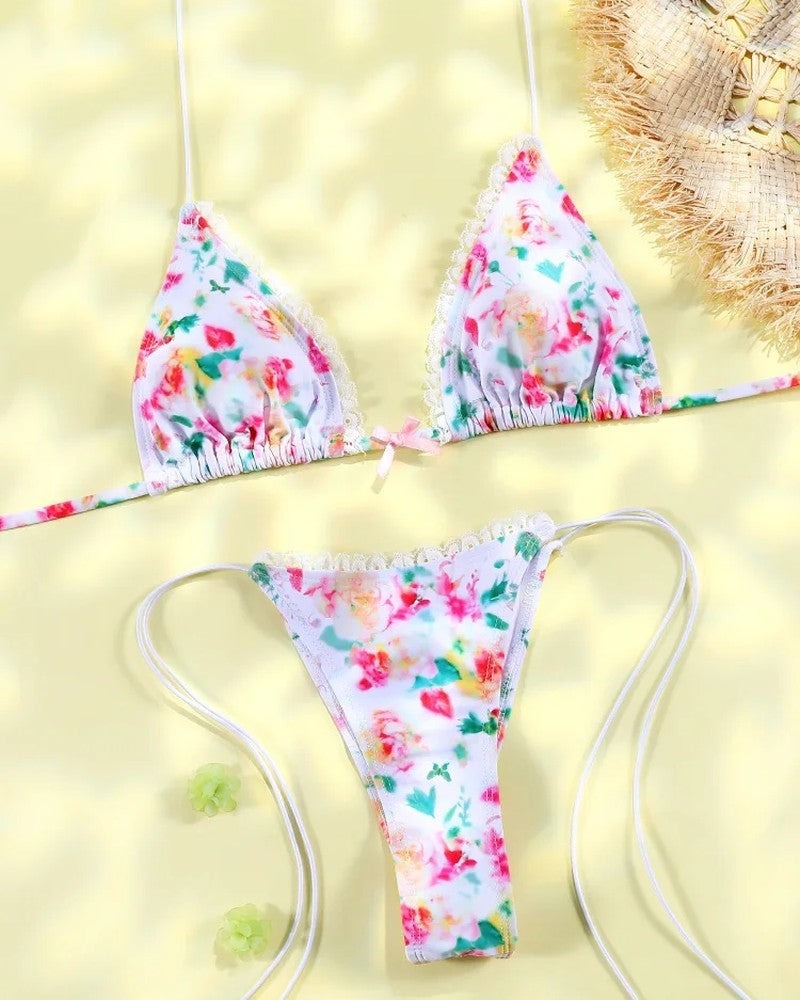 Halter Bikini Set - Pastel Floral