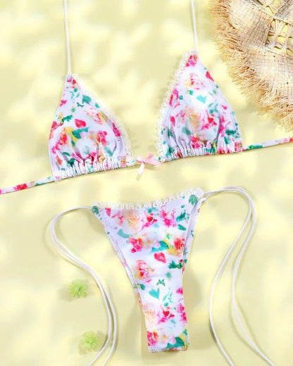 Halter Bikini Set - Pastel Floral