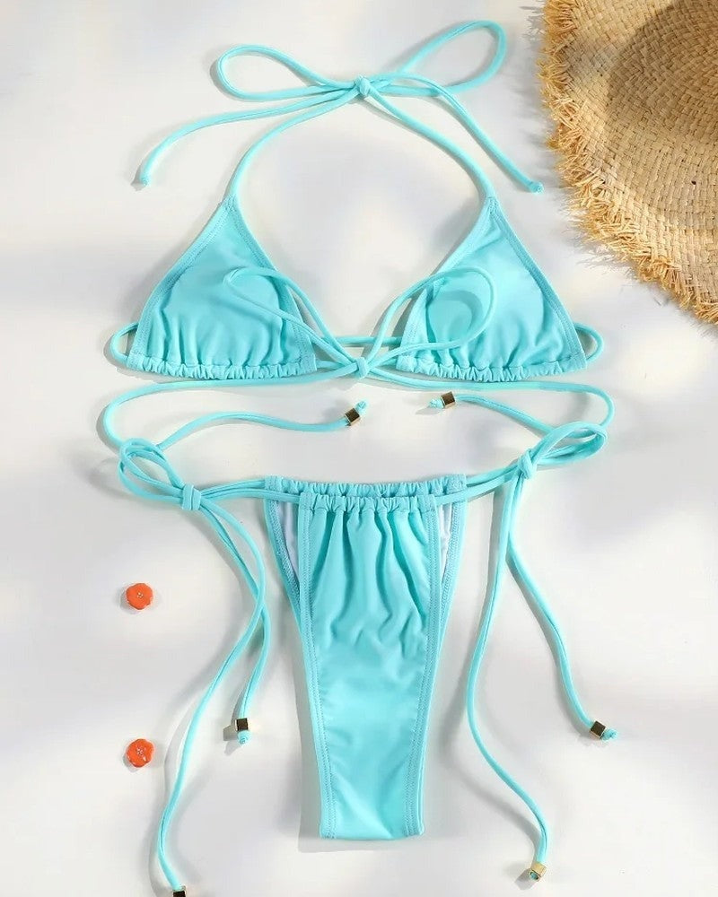 Halter Bikini Set - Aqua