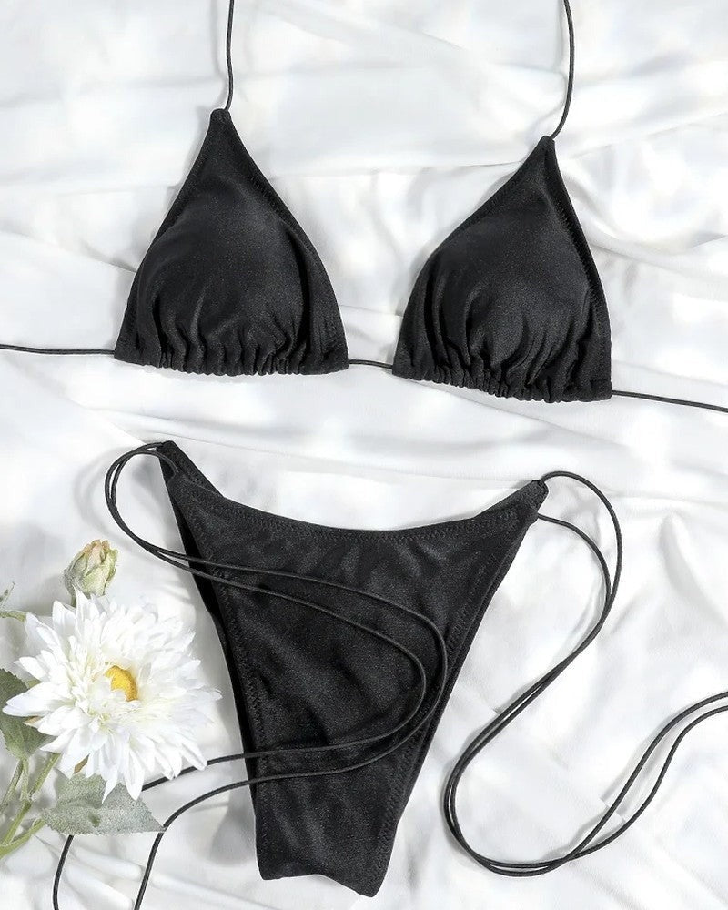 Halter Bikini Set - Black