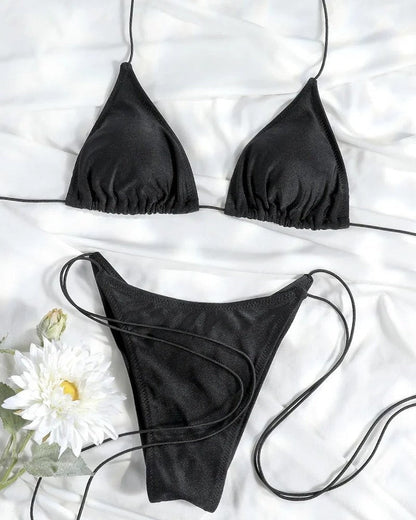 Halter Bikini Set - Black