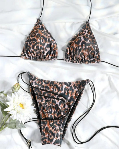 Halter Bikini Set - Leopard
