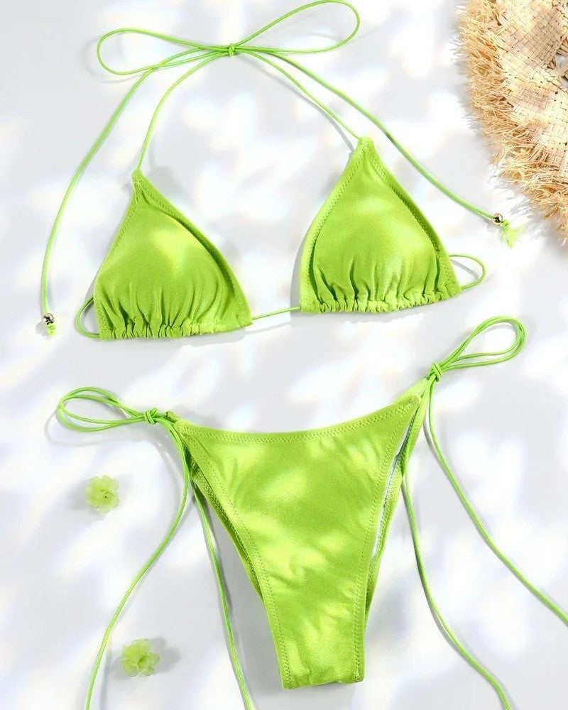 Halter Bikini Set - Lime