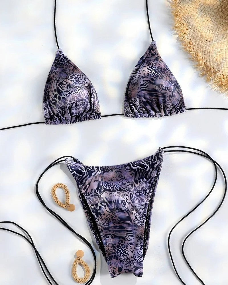 Halter Bikini Set - Zebra