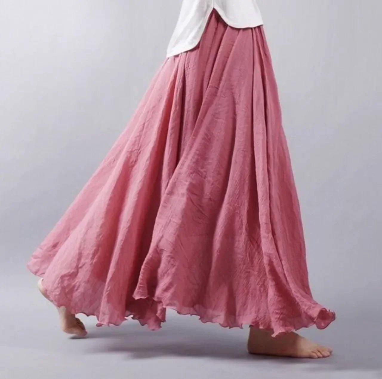 Women's Flowy Maxi Skirt - Dark Pink