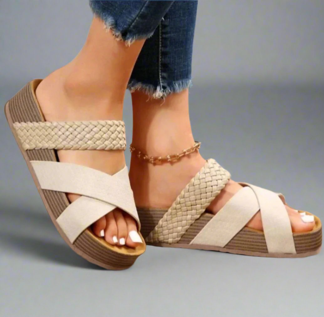 Women's Platform Slide Sandals - White
