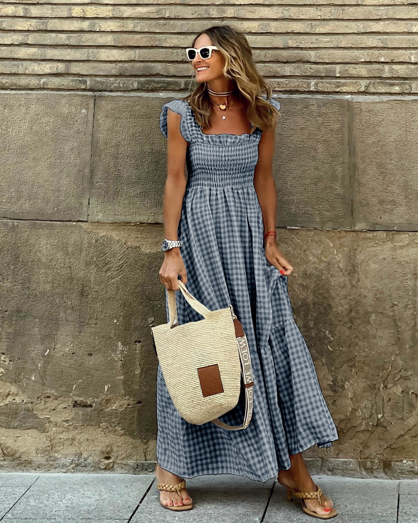 Women's Square Neck Maxi Dress - Black