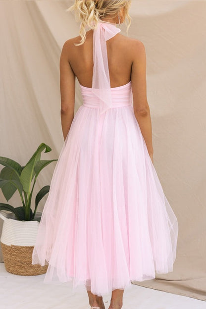 Halter Tulle Midi Dress