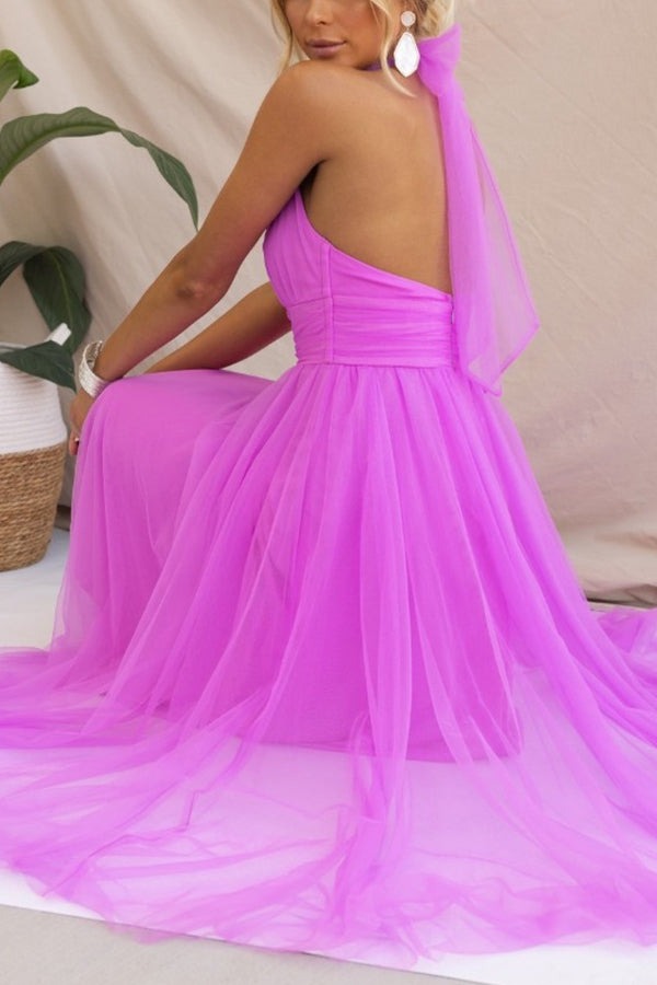 Halter Tulle Midi Dress