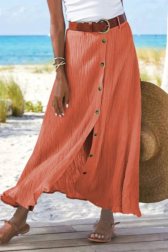Women's A-Line Maxi Skirt - Mandarin Red