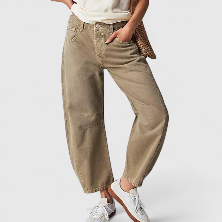 Women's Barrel-Leg Jeans - Beige