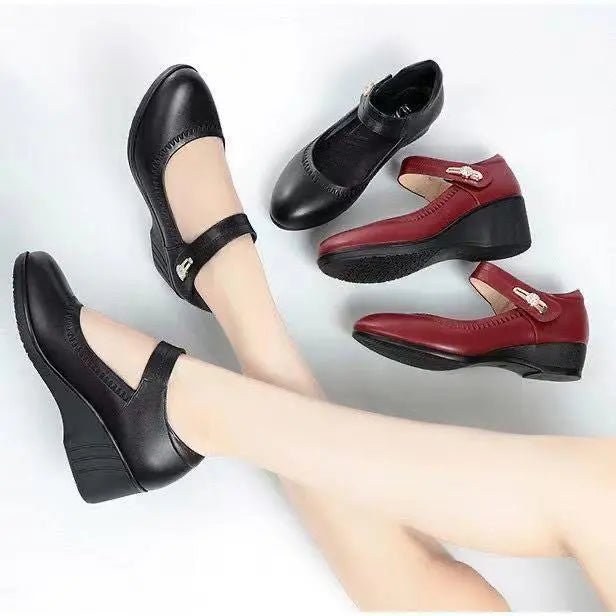 Women's Faux Leather Mary Jane Wedges