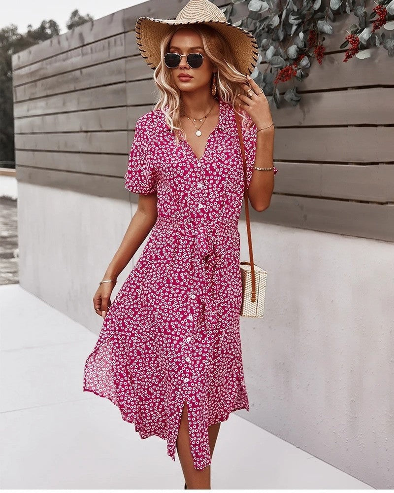 Floral Wrap Midi Dress