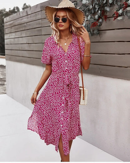 Floral Wrap Midi Dress